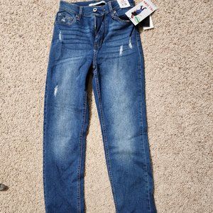 Hi-rise slim straight jeans